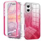 For iPhone 16 Plus IMD Gradient Feather PC Hybrid TPU Phone Case(Rose Red) - 1