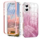 For iPhone 16 Plus IMD Gradient Feather PC Hybrid TPU Phone Case(Light Pink) - 1