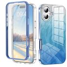 For iPhone 16 IMD Gradient Feather PC Hybrid TPU Phone Case(Blue) - 1