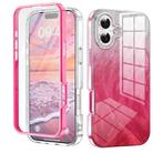 For iPhone 16 IMD Gradient Feather PC Hybrid TPU Phone Case(Rose Red) - 1