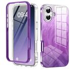 For iPhone 16 IMD Gradient Feather PC Hybrid TPU Phone Case(Purple) - 1