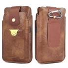 6.5-7.2 inch Universal Retro Magnetic Buckle Double Layer Phone Waist Bag(Brown) - 1