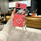 For vivo X Flip Pearlescent Shell Texture Heart Pattern Phone Case with Bracelet(Red) - 2