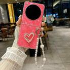 For ZTE nubia Flip Pearlescent Shell Texture Heart Pattern Phone Case with Bracelet(Pink) - 2