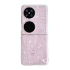 For Huawei P50 Pocket Pearlescent Shell Texture Phone Case(Pink) - 1