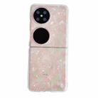 For Huawei P50 Pocket Pearlescent Shell Texture Phone Case(Pink Green) - 1