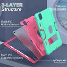 For iPad Air 11 2024 Contrast Color Silicone Acrylic PC Tablet Case with Holder(Mint Green Rose Red) - 2