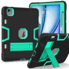 For iPad Air 11 2024 Contrast Color Silicone Acrylic PC Tablet Case with Holder(Black Mint Green) - 1