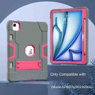 For iPad Air 11 2024 Contrast Color Silicone Acrylic PC Tablet Case with Holder(Grey Rose Red) - 2