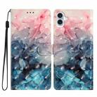 For iPhone 16 3D Pattern Leather Phone Case(3D Pink Blue Marble) - 1