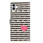 For iPhone 16 3D Pattern Leather Phone Case(Striped Heart) - 3