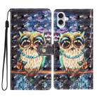 For iPhone 16 3D Pattern Leather Phone Case(Big-eyed owl) - 1