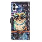 For iPhone 16 3D Pattern Leather Phone Case(Big-eyed owl) - 3