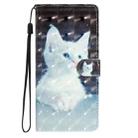 For iPhone 16 3D Pattern Leather Phone Case(White Cat) - 2