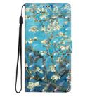 For iPhone 16 3D Pattern Leather Phone Case(Blue Base Apricot Flower) - 2