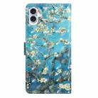 For iPhone 16 3D Pattern Leather Phone Case(Blue Base Apricot Flower) - 3