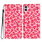 For iPhone 16 Plus 3D Pattern Leather Phone Case(Pink Leopard Print) - 1