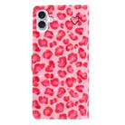 For iPhone 16 Plus 3D Pattern Leather Phone Case(Pink Leopard Print) - 3