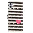 For iPhone 16 Plus 3D Pattern Leather Phone Case(Striped Heart) - 3