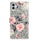 For iPhone 16 Plus 3D Pattern Leather Phone Case(Gray Base Flower) - 3