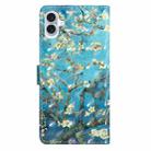 For iPhone 16 Plus 3D Pattern Leather Phone Case(Blue Base Apricot Flower) - 3