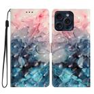 For iPhone 16 Pro 3D Pattern Leather Phone Case(3D Pink Blue Marble) - 1