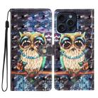 For iPhone 16 Pro 3D Pattern Leather Phone Case(Big-eyed owl) - 1