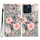 For iPhone 16 Pro 3D Pattern Leather Phone Case(Gray Base Flower) - 1