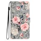 For iPhone 16 Pro 3D Pattern Leather Phone Case(Gray Base Flower) - 2