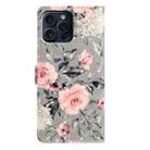 For iPhone 16 Pro 3D Pattern Leather Phone Case(Gray Base Flower) - 3