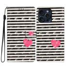 For iPhone 16 Pro Max 3D Pattern Leather Phone Case(Striped Heart) - 1