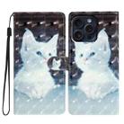 For iPhone 16 Pro Max 3D Pattern Leather Phone Case(White Cat) - 1