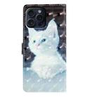 For iPhone 16 Pro Max 3D Pattern Leather Phone Case(White Cat) - 3