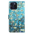 For iPhone 16 Pro Max 3D Pattern Leather Phone Case(Blue Base Apricot Flower) - 3