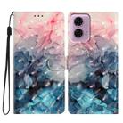 For Motorola Moto G24 3D Pattern Leather Phone Case(3D Pink Blue Marble) - 1