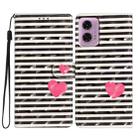 For Motorola Moto G24 3D Pattern Leather Phone Case(Striped Heart) - 1