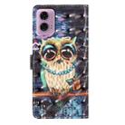 For Motorola Moto G24 3D Pattern Leather Phone Case(Big-eyed owl) - 3