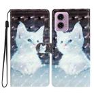 For Motorola Moto G24 3D Pattern Leather Phone Case(White Cat) - 1