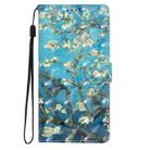 For Motorola Moto G24 3D Pattern Leather Phone Case(Blue Base Apricot Flower) - 2