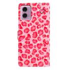 For Motorola Moto G34 3D Pattern Leather Phone Case(Pink Leopard Print) - 3