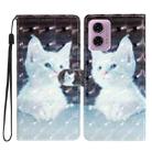 For Motorola Moto G34 3D Pattern Leather Phone Case(White Cat) - 1