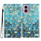 For Motorola Moto G34 3D Pattern Leather Phone Case(Blue Base Apricot Flower) - 1