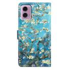 For Motorola Moto G34 3D Pattern Leather Phone Case(Blue Base Apricot Flower) - 3