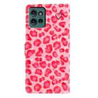 For Motorola Edge 50 3D Pattern Leather Phone Case(Pink Leopard Print) - 3