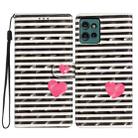 For Motorola Edge 50 3D Pattern Leather Phone Case(Striped Heart) - 1