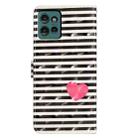 For Motorola Edge 50 3D Pattern Leather Phone Case(Striped Heart) - 3