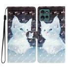 For Motorola Edge 50 3D Pattern Leather Phone Case(White Cat) - 1