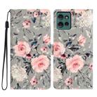 For Motorola Edge 50 3D Pattern Leather Phone Case(Gray Base Flower) - 1