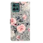 For Motorola Edge 50 3D Pattern Leather Phone Case(Gray Base Flower) - 3