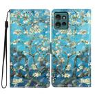 For Motorola Edge 50 3D Pattern Leather Phone Case(Blue Base Apricot Flower) - 1